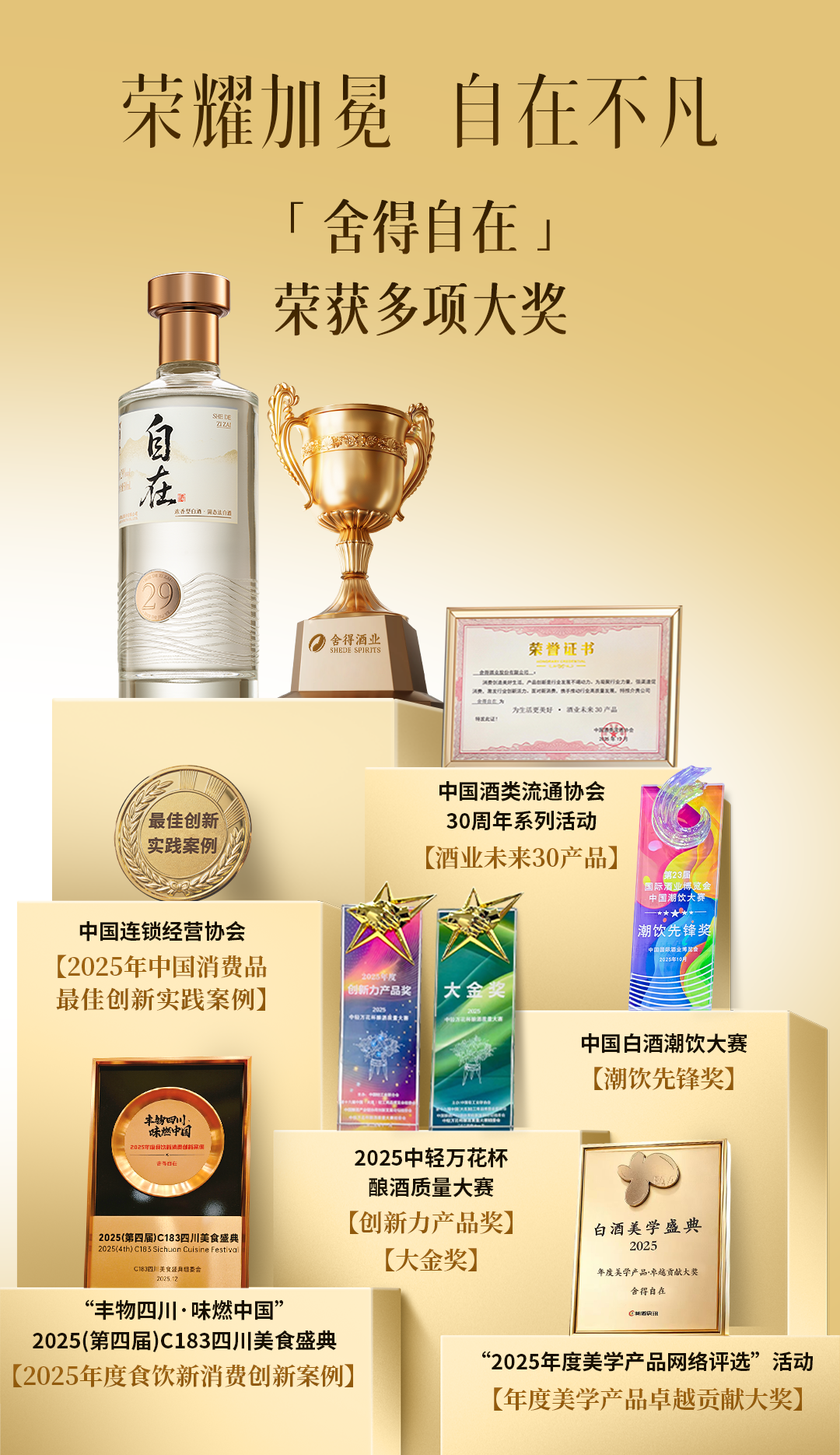 “舍得自在”连获七项殊荣，产品、场景、渠道全链路创新实践获认可